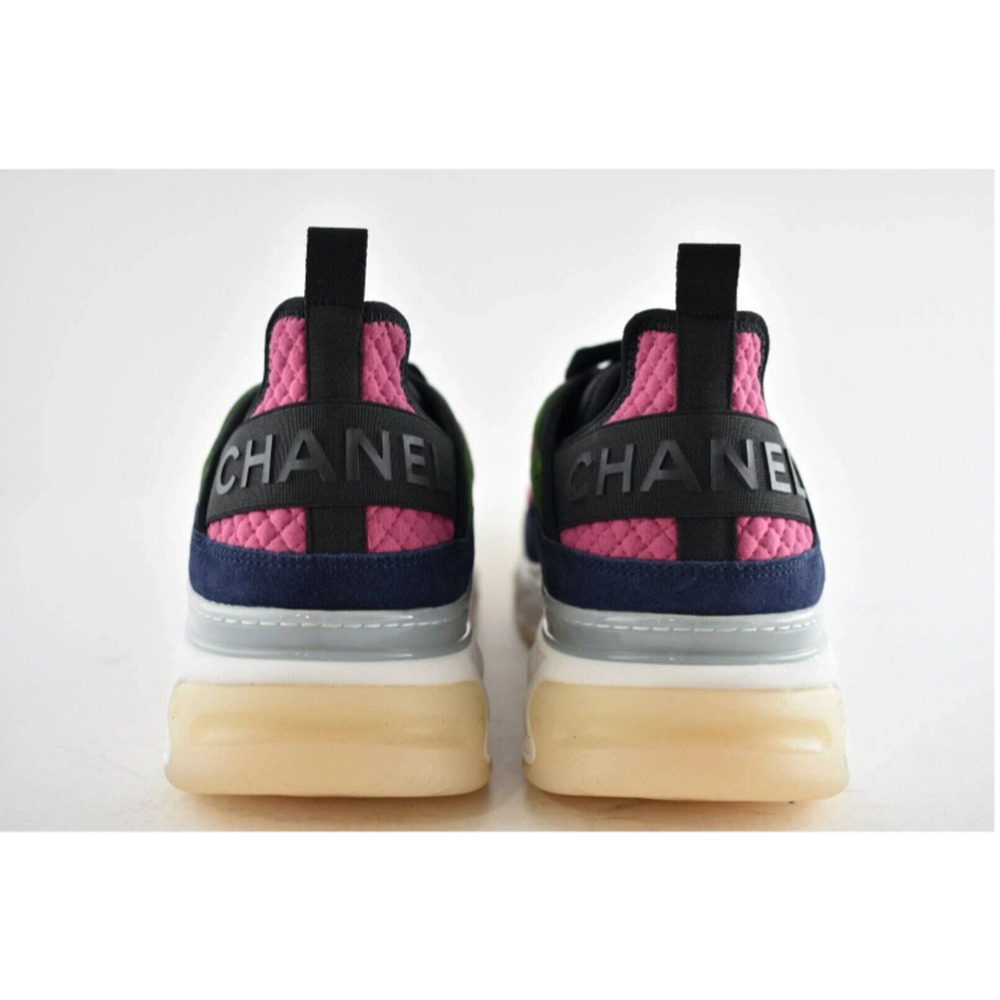 Chanel 21K Men Pink Blue Green White Black CC Logo Low Top Trainer Sneaker 44 11 - Picture 8 of 10